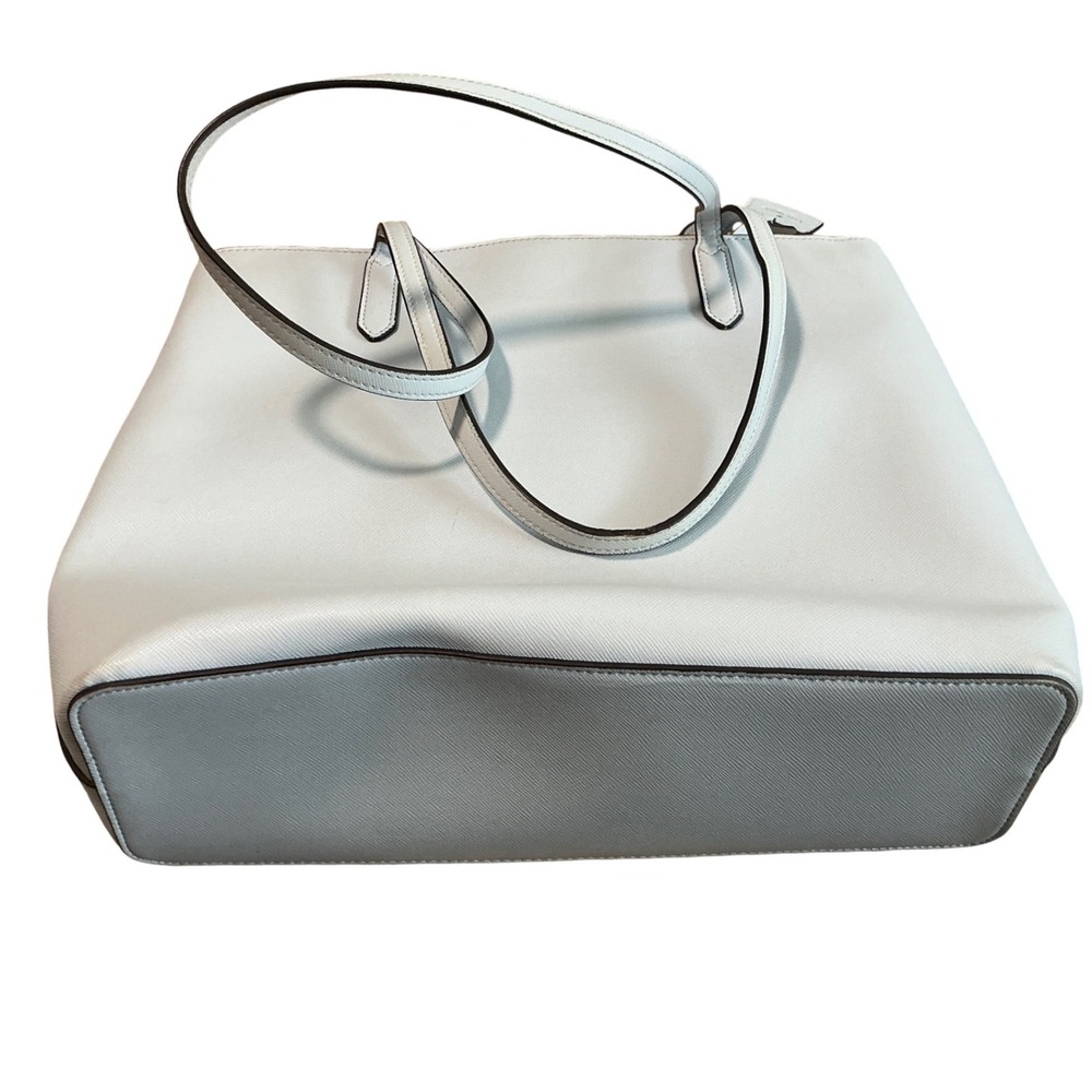 Kate Spade New York Saffiano Leather Tote Bag Light Blue White Gold Hardware - Picture 3 of 7